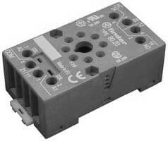 Finder 90.20.0 Finder 90.20.0 is a socket designed for DIN rail or panel mounting, featuring a box-clamp connection type. It supports a rated current of 10A and adheres to the EN61984 standard for output voltage (DC). The power consumption aspect is identified by the color black. 90.20.0 on Advantage Electric Supply