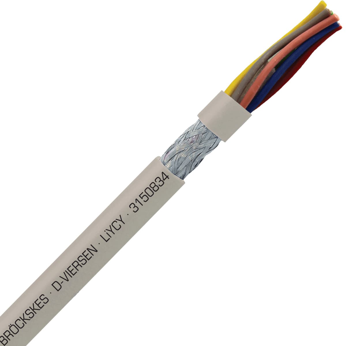 SAB 3150834 LiYCY - 22 AWG/8c, shielded multi-conductor signal and control PVC cable with DIN color code 3150834 on Advantage Electric Supply