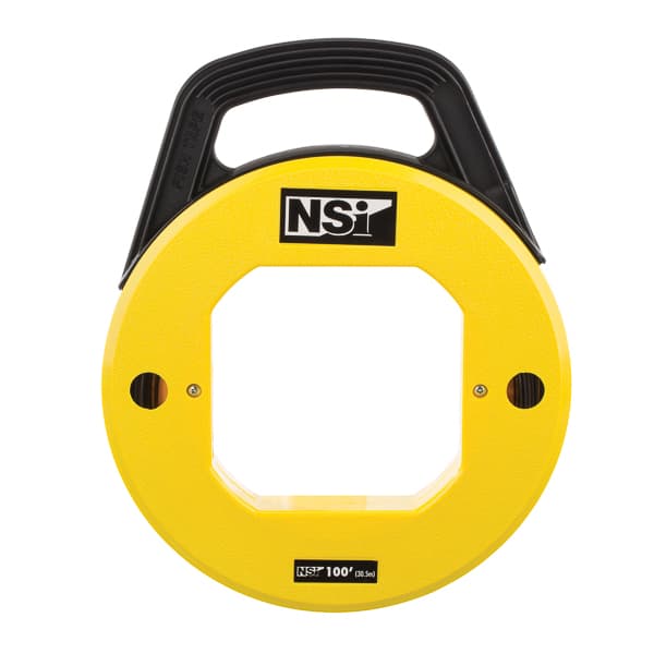 NSI Industries FTS100 FTS100 NSI - Steel Fishtape Real And Winder, Formed Hook, 100Foot; 500Lb Max, High Vis Yellow FTS100 on Advantage Electric Supply