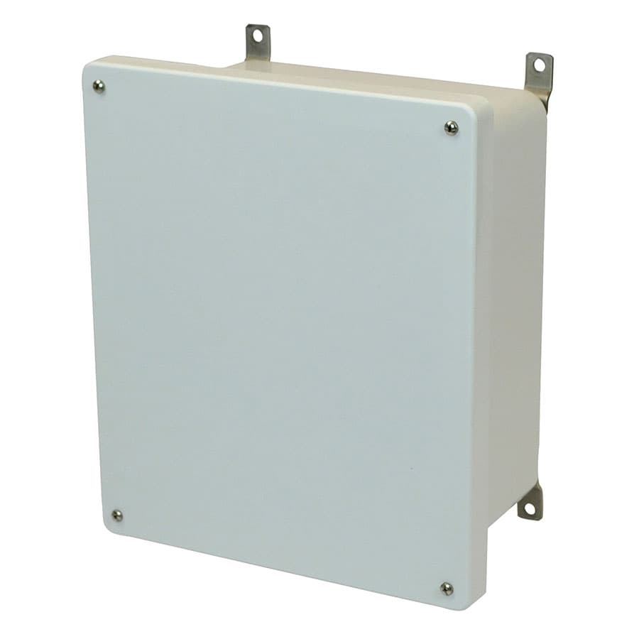Allied Moulded Products AM1648 16"x14"x8" AM Series fiberglass wall mount enclosure assembly with 4-screw lift-off cover AM1648 on Advantage Electric Supply