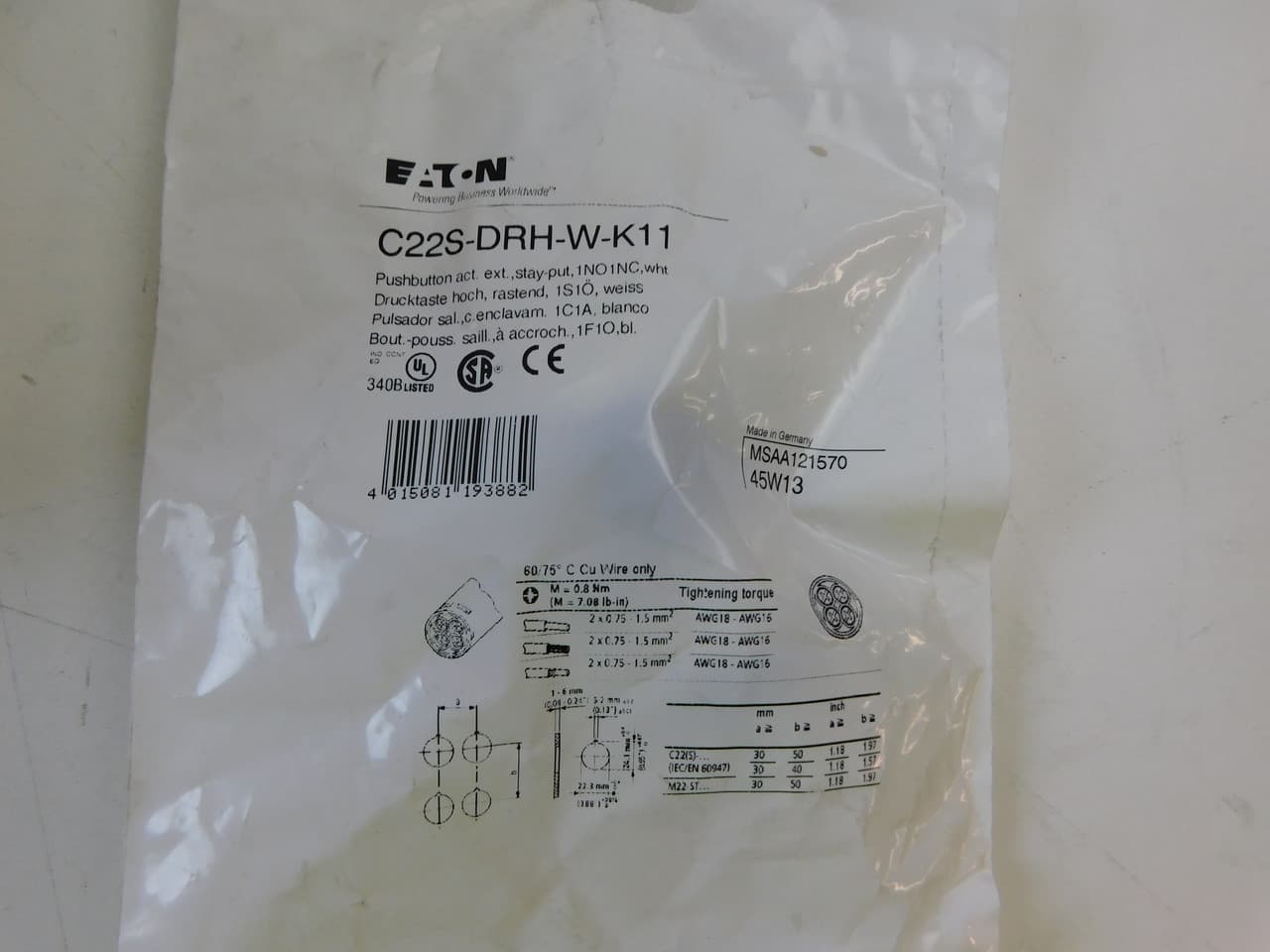 Eaton C22S-DRH-W-K11 Eaton - C22S-DRH-W-K11 C22S-DRH-W-K11 on Advantage Electric Supply