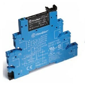 Finder 38.51.0.024.0060 Finder 38.51.0.024.0060 is a relay designed for various applications, featuring a box-clamp connection type. It supports a rated current of 6A at 250Vac (AC-1) and 6A at 30Vdc (DC-1), with lower currents of 0.2A at 110Vdc and 0.12A at 220Vdc for Normally Open (NO) auxiliary contacts in DC-1 design. The supply voltage is specified as 1C/O / SPDT (Single Pole Double Throw), with an ambient air temperature for operation at 300VA (230Vac, AC-15) and for storage at 1500VA (250Vac, AC-1). It operates within an ambient temperature range of -40 to +70 degrees Celsius and adheres to the communication protocol C. The net width is 24Vdc, and it offers protection functions at 250Vac with a control voltage (AC) of 4 kV. The mounting mode is specified at 6.2 mm for a 1 Pole design, with a color code of 24Vac (50Hz/60Hz). It is designed for DIN rail or plug-in mounting, meets EN61984 standards, and is constructed with AgNi (Silver Nickel) contacts. The relay is IP20 rated, indicating protection against solid objects larger than 12.5 mm but not against liquids. 38.51.0.024.0060 on Advantage Electric Supply