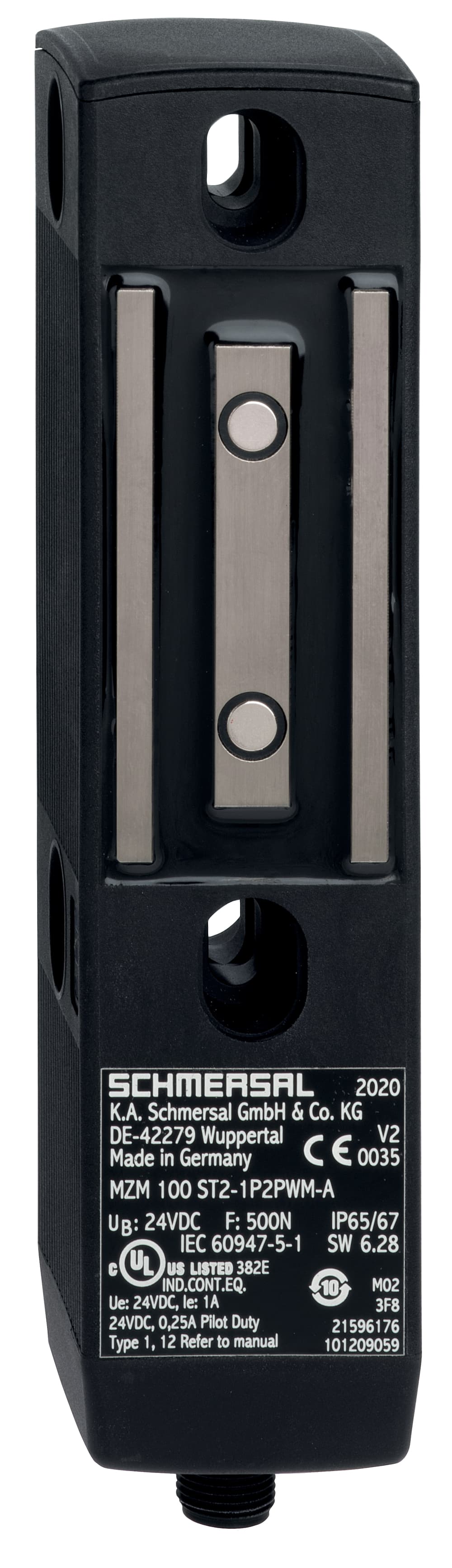 Schmersal MZM 100 ST2-1P2PWM-A MZM 100 ST2-1P2PWM-A Schmersal - Solenoid interlocks; Guard locking monitored; Connector M12, 8-pole; Power to lock; Permanent magnet; Automatic latching; Solenoid interlocks (for the protection of man) with innovating and unique operating principle; 40 mm x 179 mm x 40 mm; Electronic co MZM 100 ST2-1P2PWM-A on Advantage Electric Supply