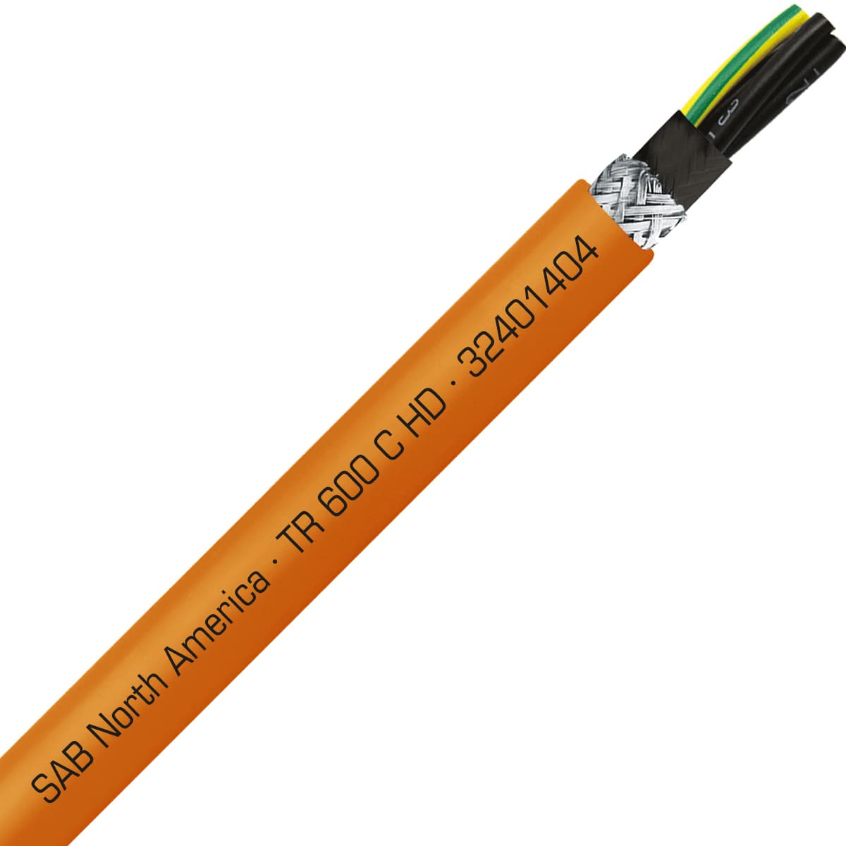 SAB 32401404 TR 600 C HD - 14 AWG/4c, shielded oil resistant heavy duty flexible exposed run orange TPE tray cable, UL, CSA, CE, RoHS 32401404 on Advantage Electric Supply