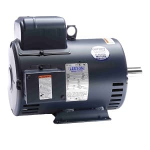 Leeson 131555 Single Phase; 5HP; 184T Frame Size; 1500 Sync RPM; 220 Voltage; AC; DP Enclosure; NEMA Frame Profile; Single Phase; 50 Hertz; Rigid; Base; 1-1/8" Shaft Diameter; 4-1/2" Base to Center of Shaft; 15.69" Overall Length; 80 Efficiency Full Load 131555 on Advantage Electric Supply