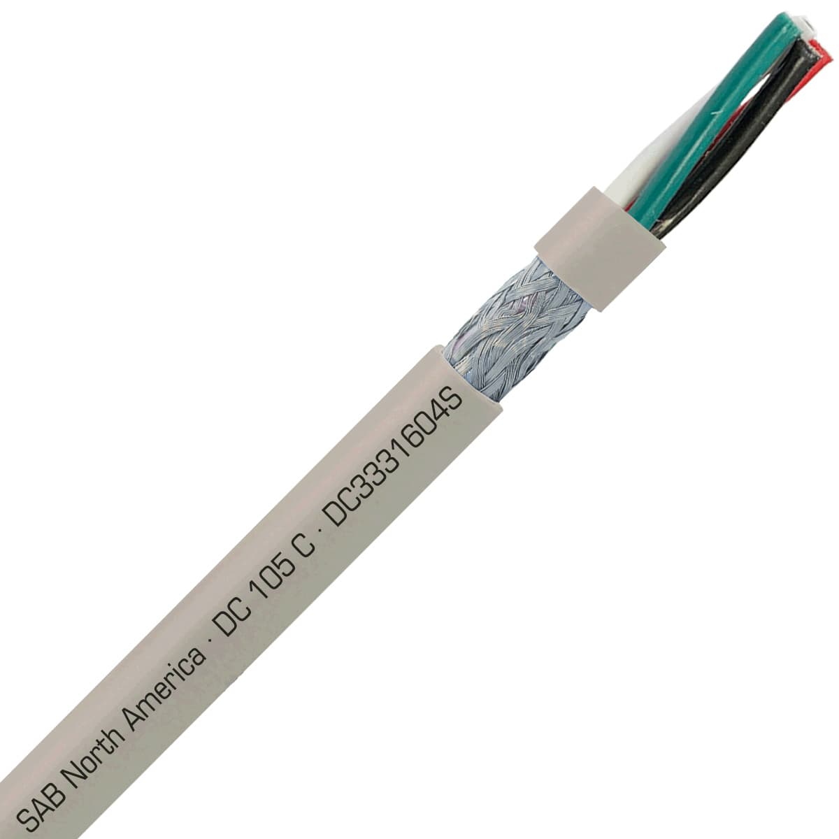 SAB DC3331604S DC 105 C - 16 AWG/4c, shielded flexible oil resistant data cable, UL, CSA, CE, RoHS DC3331604S on Advantage Electric Supply