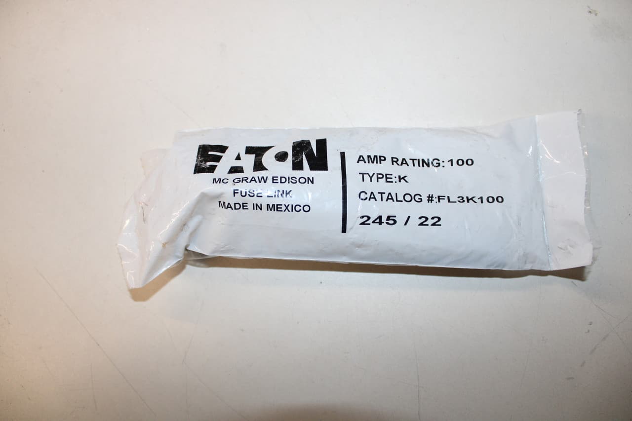 Eaton FL3K100 0.75" x 23", 27 kV, 100 A, EEI-NEMA Cutout, Universal Tin Element Cutout, Removable Button Head, Fast Acting, Type K, Expulsion Fuse Link FL3K100 on Advantage Electric Supply