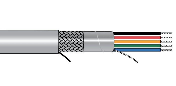 Alpha Wire 77202 SL001 Alpha EcoCable® SupraShield Multiconductor Cable - 24 AWG 7 Conductor - Slate - 600V - 1000 ft 77202 SL001 on Advantage Electric Supply