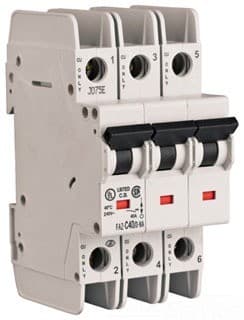 Eaton FAZ-B4/3-NA Miniature circuit breaker, 3 pole, 4 A, B trip curve, 277/480 VAC, screw terminals, UL489 FAZ-B4/3-NA on Advantage Electric Supply