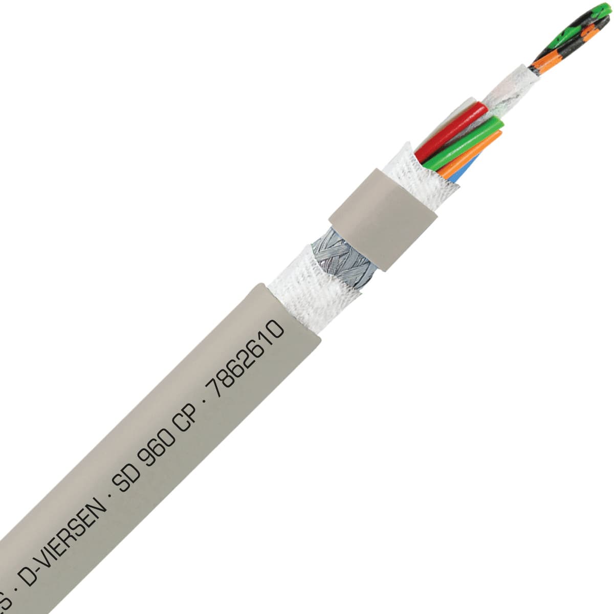 SAB 7862610 SD 960 CP - 26 AWG/10c, shielded oil resistant continuous flex PUR data cable, UL, CSA, CE, RoHS 7862610 on Advantage Electric Supply