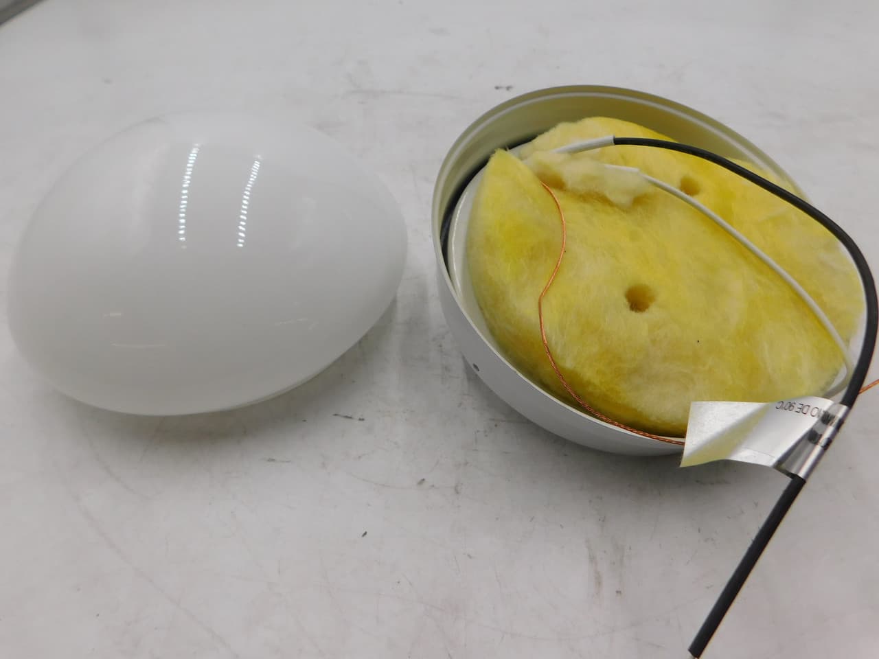 Satco SF77-060 8" x 5", 60 W, 120 V, White, Steel, Medium Base, A19 Incandescent, 1-Lamp, Flush Mount, Damp Location, Traditional, Indoor, Small Mushroom, Close to Ceiling Light Fixture SF77-060 on Advantage Electric Supply