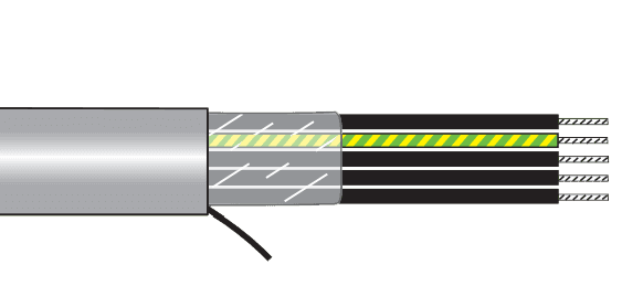 Alpha Wire 80036 SL005 Alpha EcoFlex PUR Unshielded Multiconductor Cable - 18 AWG 7 Conductor - Slate - 100 ft 80036 SL005 on Advantage Electric Supply