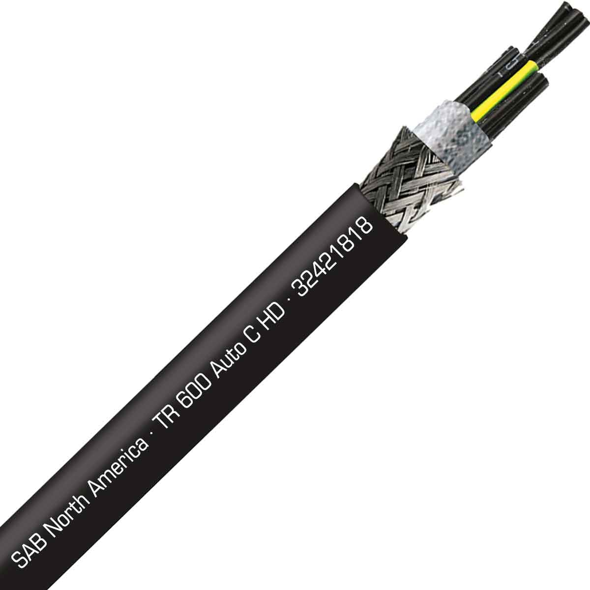 SAB 32421818 TR 600 Auto C HD - 18 AWG/18c, shielded continuous flex exposed run TPE tray cable, UL, CSA, CE, RoHS 32421818 on Advantage Electric Supply