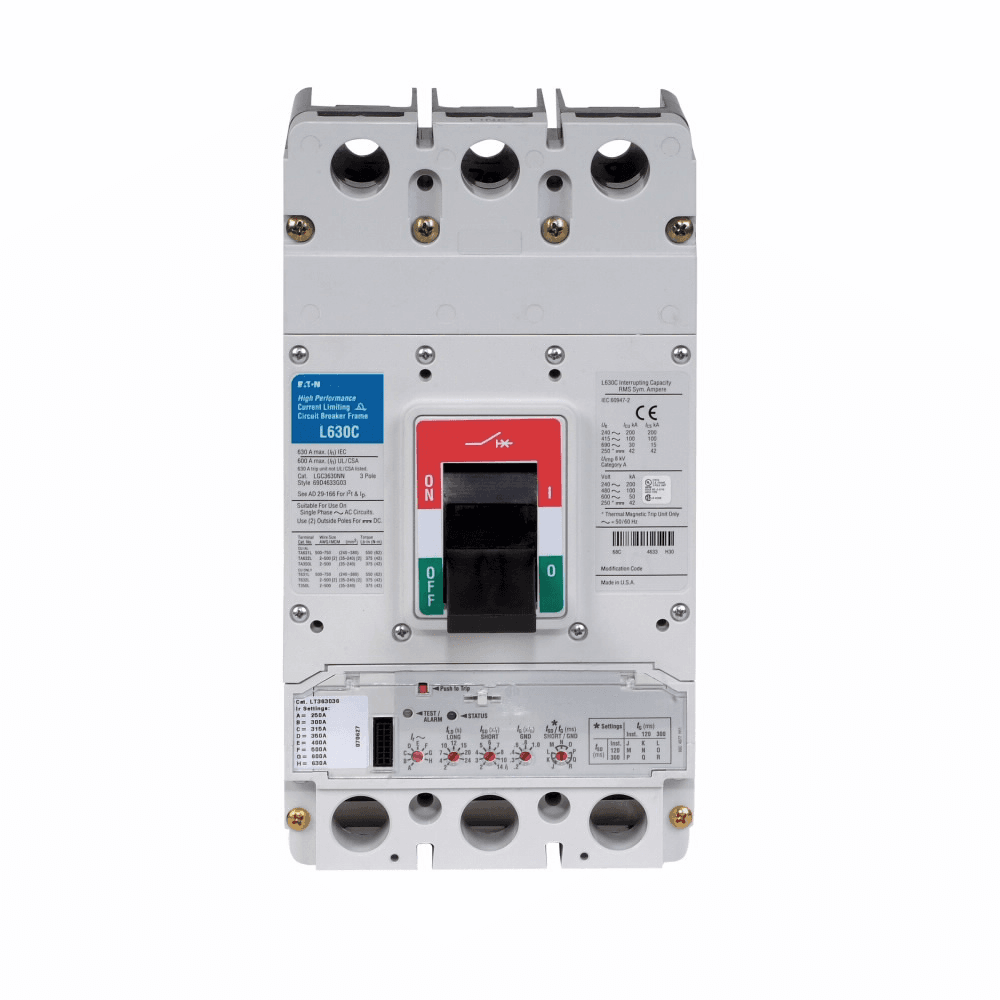 Eaton LGE360039B21G LGE360039B21G Eaton - Eaton Series G Elect. molded case circuit breaker, LG-frame, LG, Complete breaker, Digitrip 310 RMS, Elect. ALSIG trip, Three-pole, 600A, 65 kAIC at 240 Vac, 35 kAIC at 415 Vac, 35 kAIC at 480 Vac, 18 kAIC at 600 Vac, GF alarm w/trip LGE360039B21G on Advantage Electric Supply