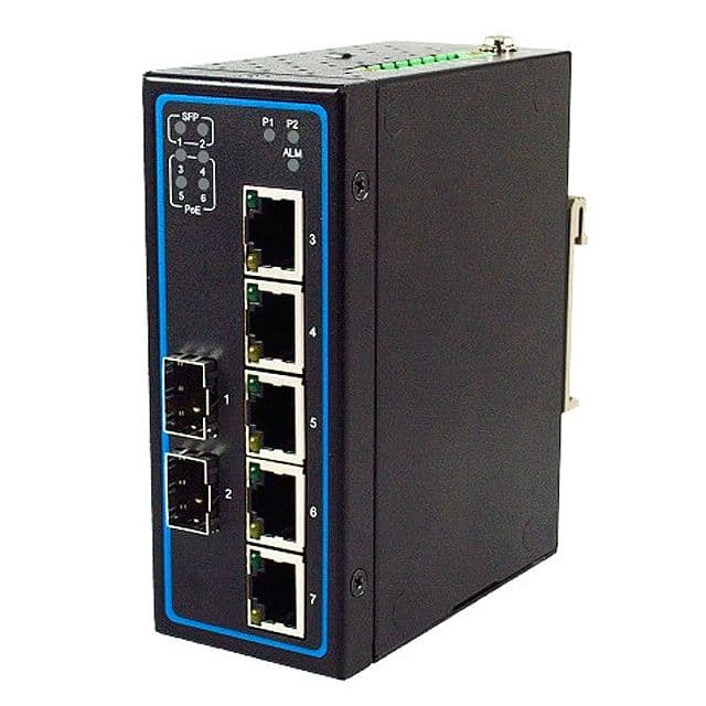 Mencom E45UM-7M-2SFP-EX 7-Port Unmanaged Gigabit Ethernet Switch with 2 SFP, ATEX certified, Profinet Connectors, Aluminum housing E45UM-7M-2SFP-EX on Advantage Electric Supply