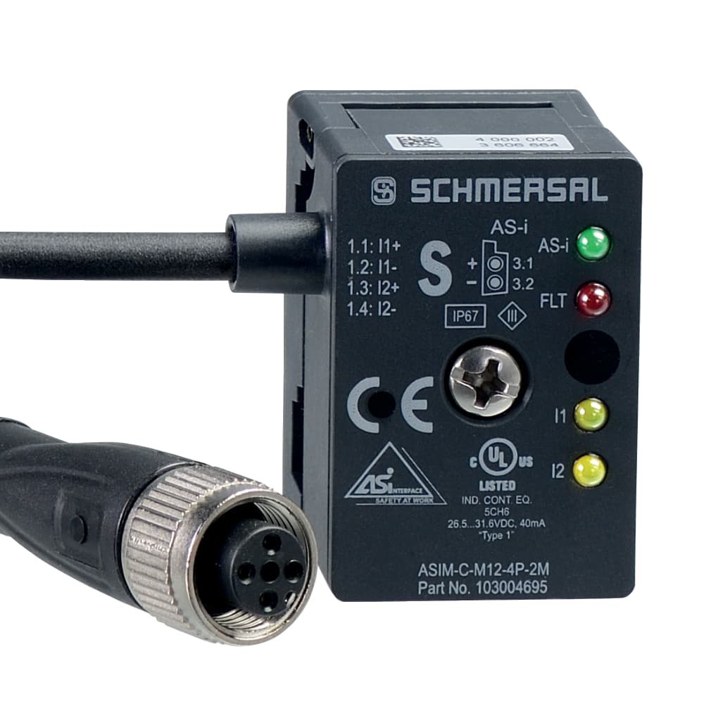 Schmersal ASIM-C-M12-4P-2M ASIM-C-M12-4P-2M Schmersal - AS interface safety at work; Safety switchgear; Compact Safety-Input module; Integrated in the passive junction; for 2 potential-free NC contacts; Protection class IP67 ASIM-C-M12-4P-2M on Advantage Electric Supply