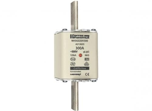 Mersen A212635 NH fuse-link gG, 500VAC, size 3, 300A double indicator/live tags A212635 on Advantage Electric Supply