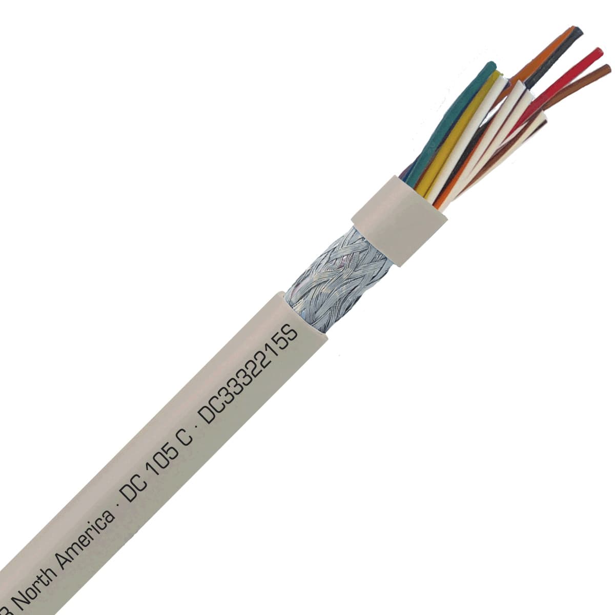 SAB DC3332215S DC 105 C - 22 AWG/15c, shielded flexible oil resistant data cable, UL, CSA, CE, RoHS DC3332215S on Advantage Electric Supply