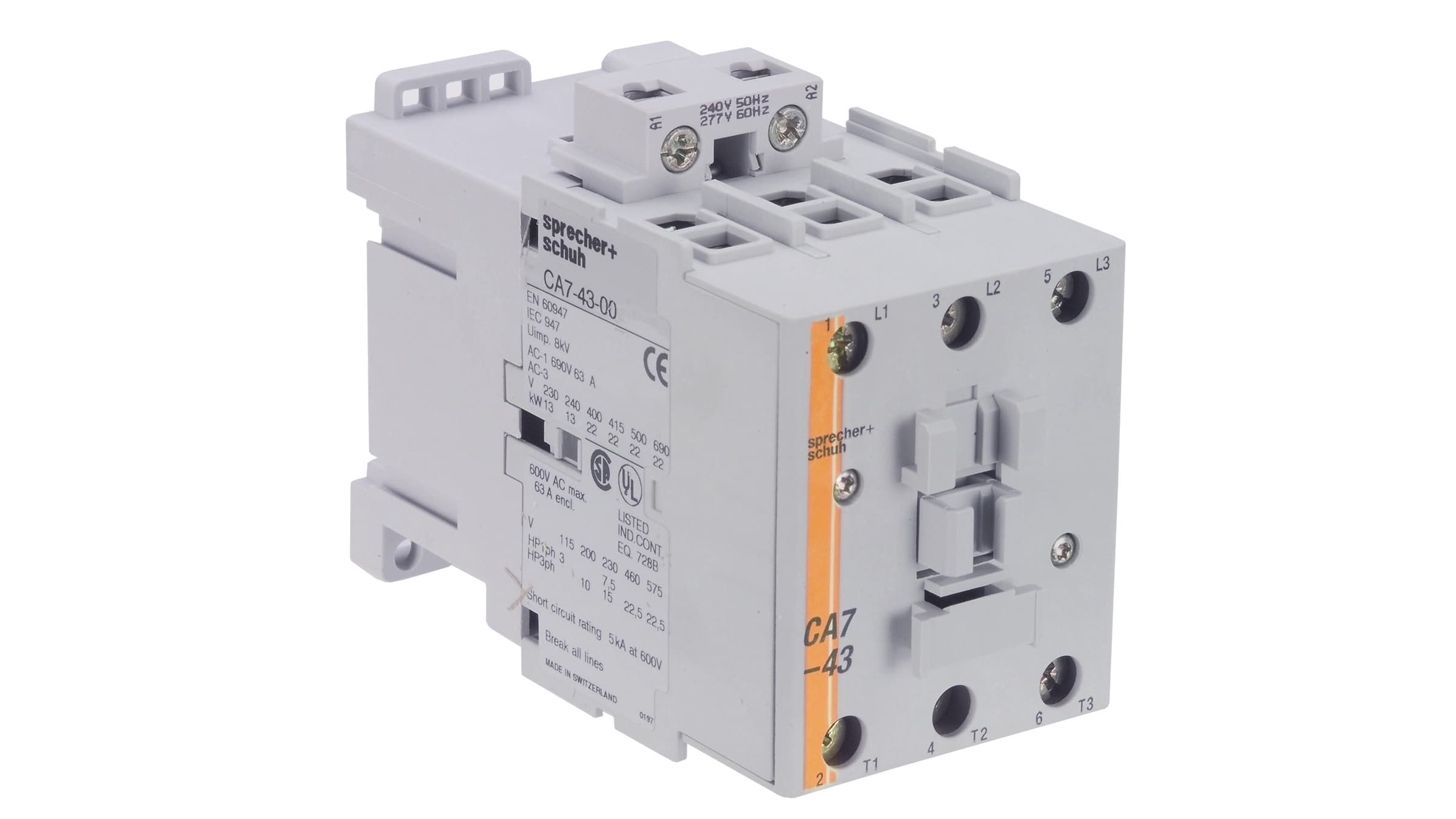 Sprecher + Schuh CA7-43E-10-24E Sprecher + Schuh CA7-43E-10-24E - CA7 Contactor, 43A, 24V DC Elec. Coil, 1NO CA7-43E-10-24E on Advantage Electric Supply