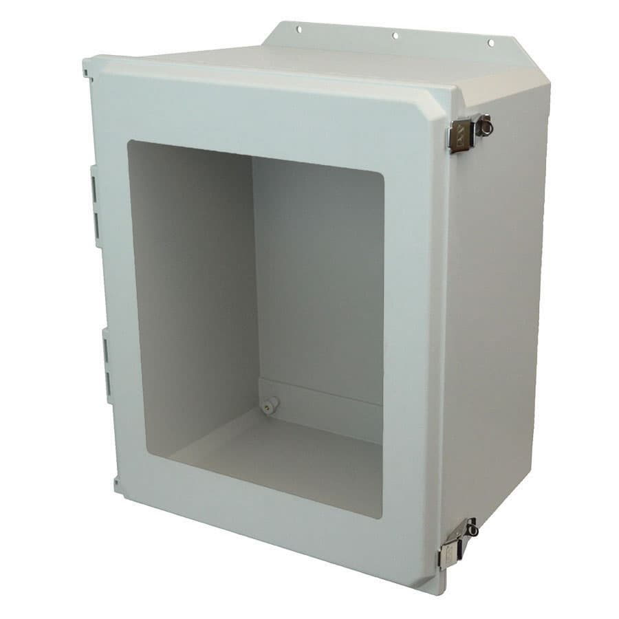 Allied Moulded Products AMU2060LWF 20"x16"x10" ULTRALINE® fiberglass wall mount enclosure assembly with hinged window cover and stainless-steel snap latch AMU2060LWF on Advantage Electric Supply