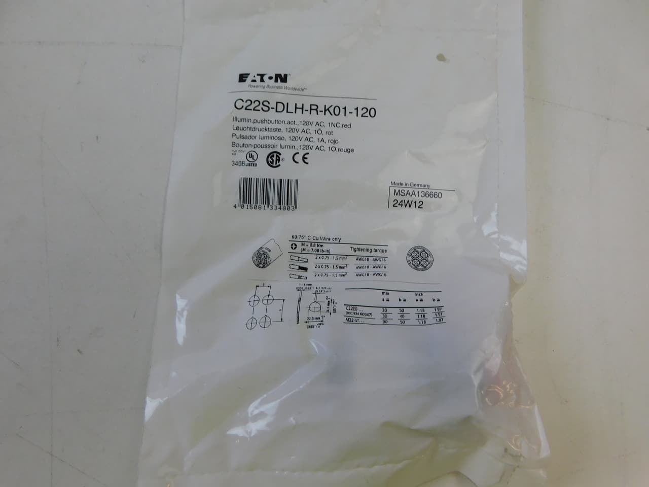 C22S-DLH-R-K01-120 on Advantage Electric Supply